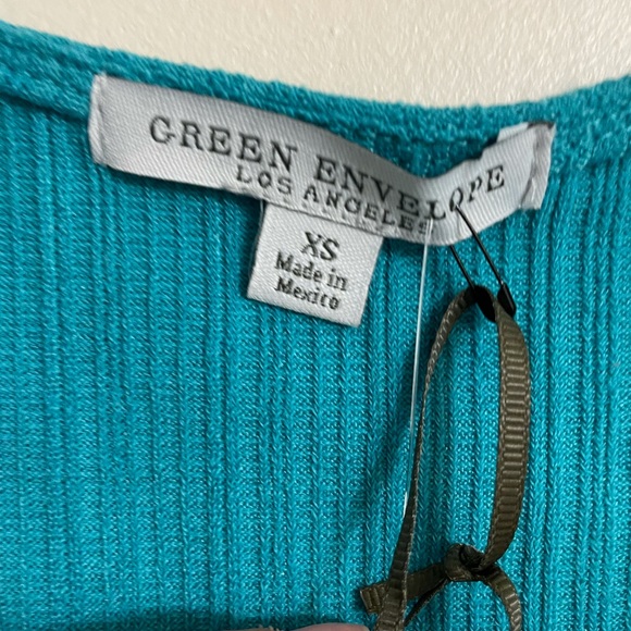 Green Envelope Sleeveless Ribbed Tie Front Tank Top NWT - Picture 5 of 8